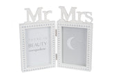 White & Grey 'Mr & Mrs' Folding Photo Frame 28cm